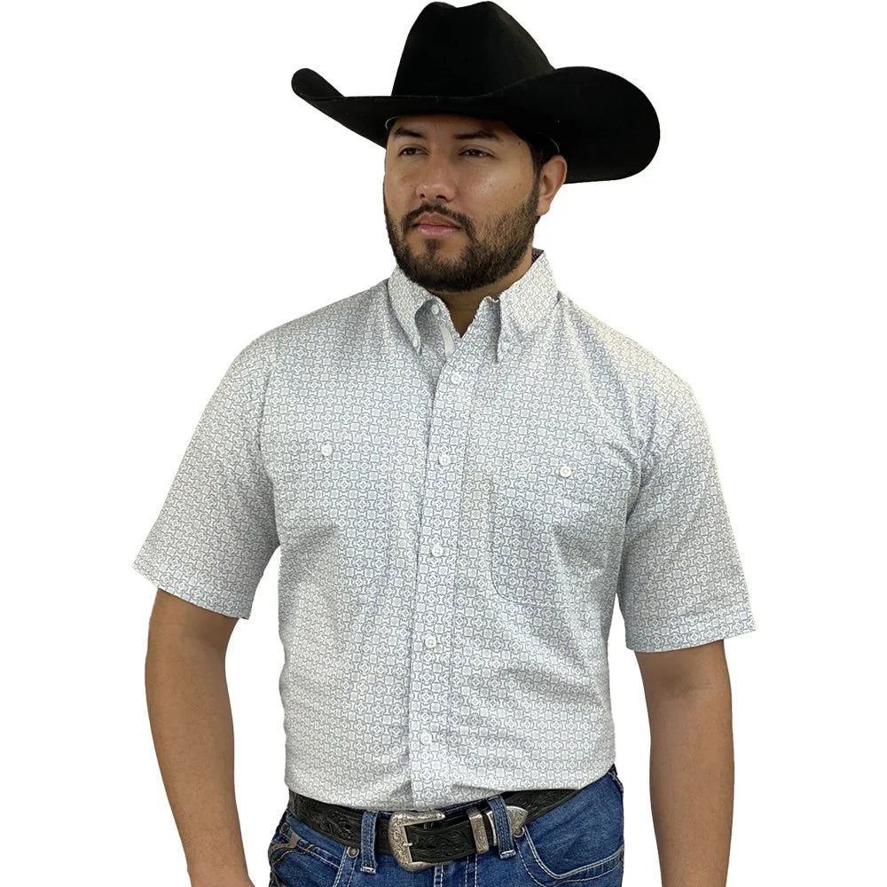 Wrangler Mens George Strait Two Pocket Short Sleeve Shirt White-112360058