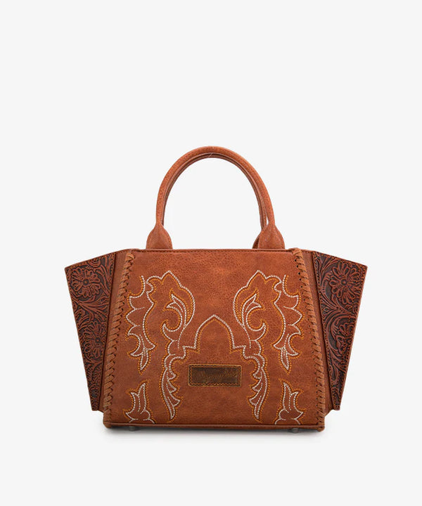 Wrangler Embroidered Boot Scroll Tote Bag-WG145-8300BR