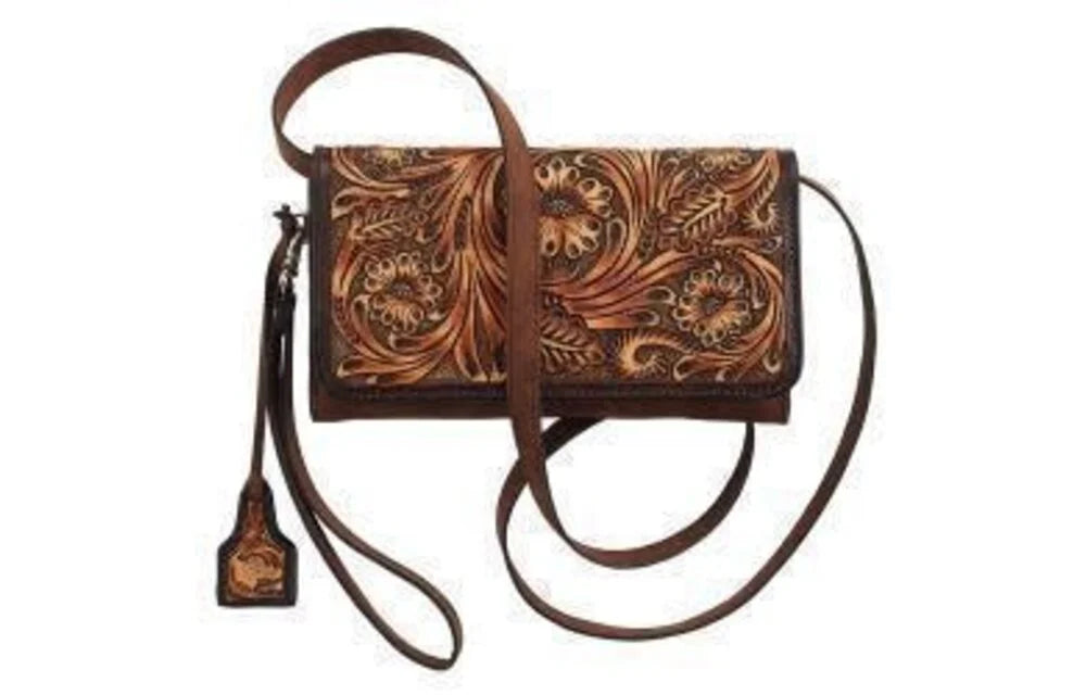 Angel Ranch Western Wallet Ladies Floral Tooled Brown - D330008402