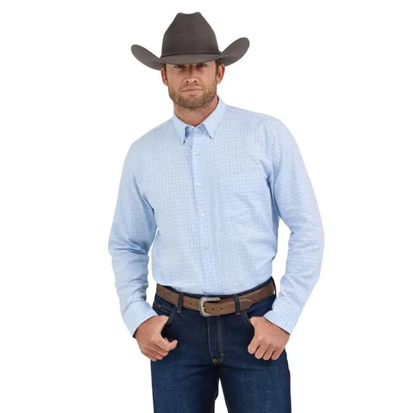 Men's Wrangler Blue With Burgandy Cody Johnson Long Sleeve - 112357680