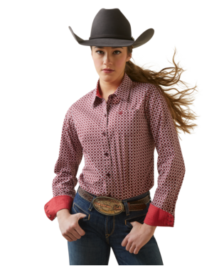 Ariat Ladies Red Kirby Stretch Fit Shirt-10046701