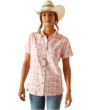 Ariat Ladies Brush Stroke Pink VenTEK Short Sleeve Shirt-10049068