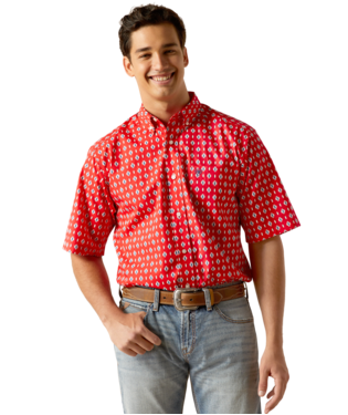 Ariat Men's Classic Fit Decker Short sleeve Shirt - Beacon Red - 10051494