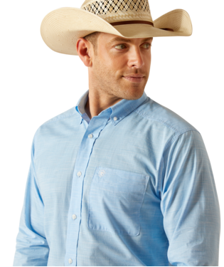 Ariat Men's Soild Slub Coast Azure Blue Classic Fit Shirt-10051508