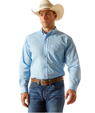 Ariat Men's Soild Slub Coast Azure Blue Classic Fit Shirt-10051508