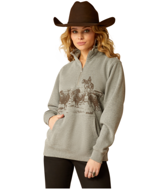 Ariat Ladies Half Zip Heather Grey Sweatshirt-10052000