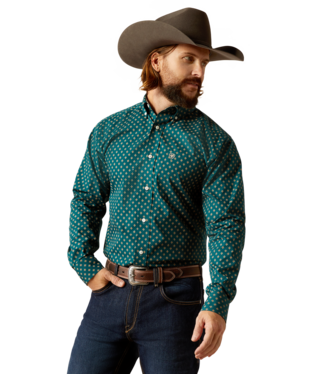 Ariat Men's Wrinkle Free Deep Teal Grover Fitted Shirt-10052382