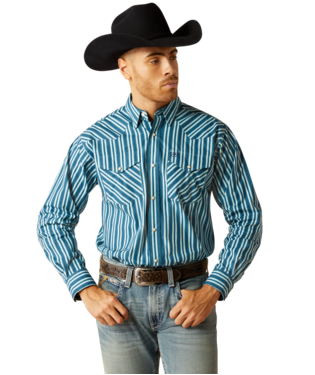 Ariat Men's Raleigh Teal Classic Fit SHirt-10052621