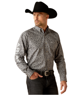 Ariat Men's Light Grey Team Kendall Classic Fit SHirt-10051987