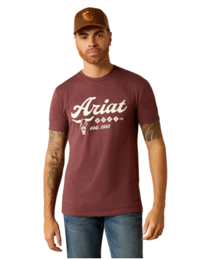 Ariat Men's Est Boot Co Maroon Heather TShirt-10052504