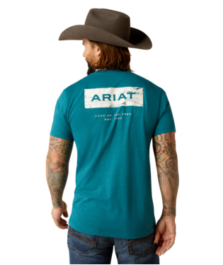 Ariat Men's Cyan Black Heather Stacks TShirt-10052036