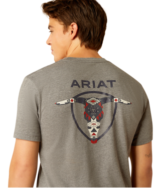 Ariat Men's Graphite Heather Southwestern Longhorn TShirt-10052037