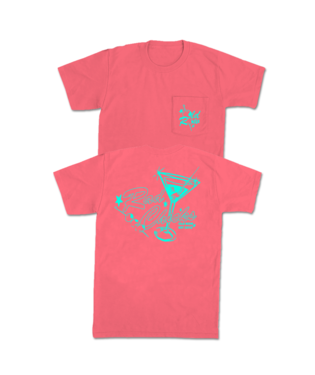 Old Row Ladies Rad Chicks Martini Pocket Tee - Watermelon - WROW3570