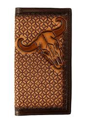 Men's 3D Cow Skull Tooled Rodeo Wallet - D250015302