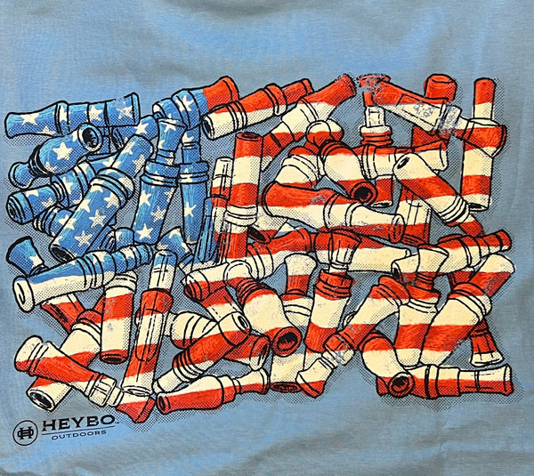 Heybo Duck Call Flag Crown Blue Short Sleeve T-Shirt HEY1744