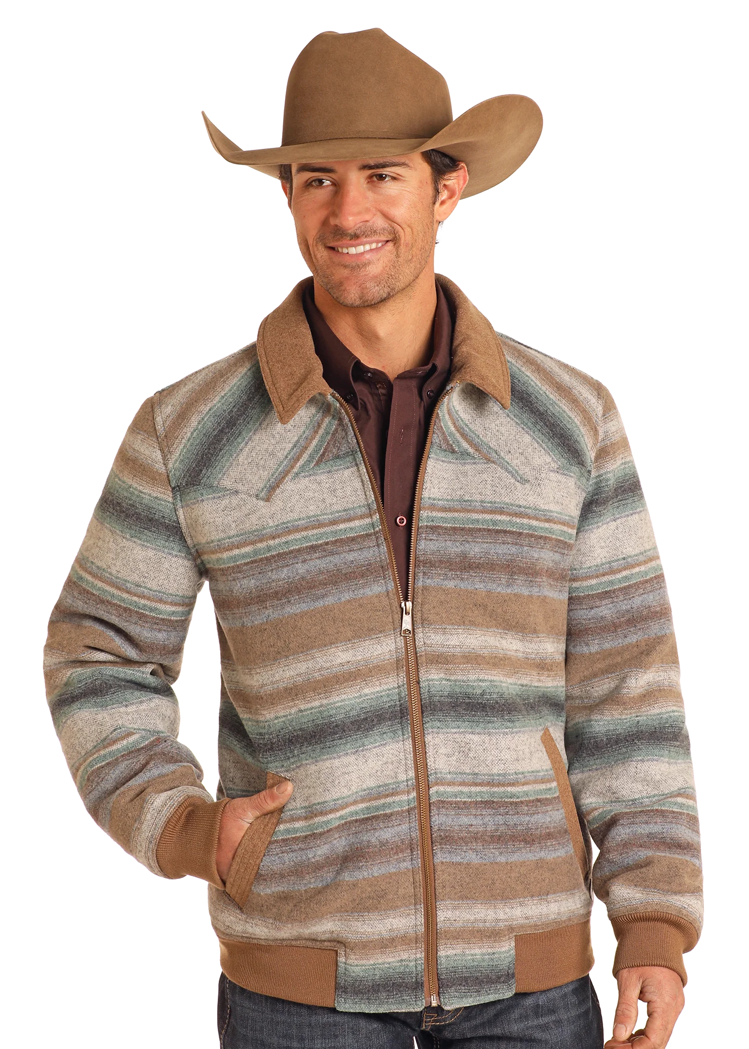 Powder River Serape Stripe Wool Bomber-DM92C04073