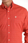 Cinch Men's Longsleeve Red & White Geo Print Western Shirt MTW1105803