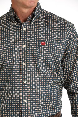 Cinch Men's Medallion Print Button Down Western Shirt - Navy - MTW1105808