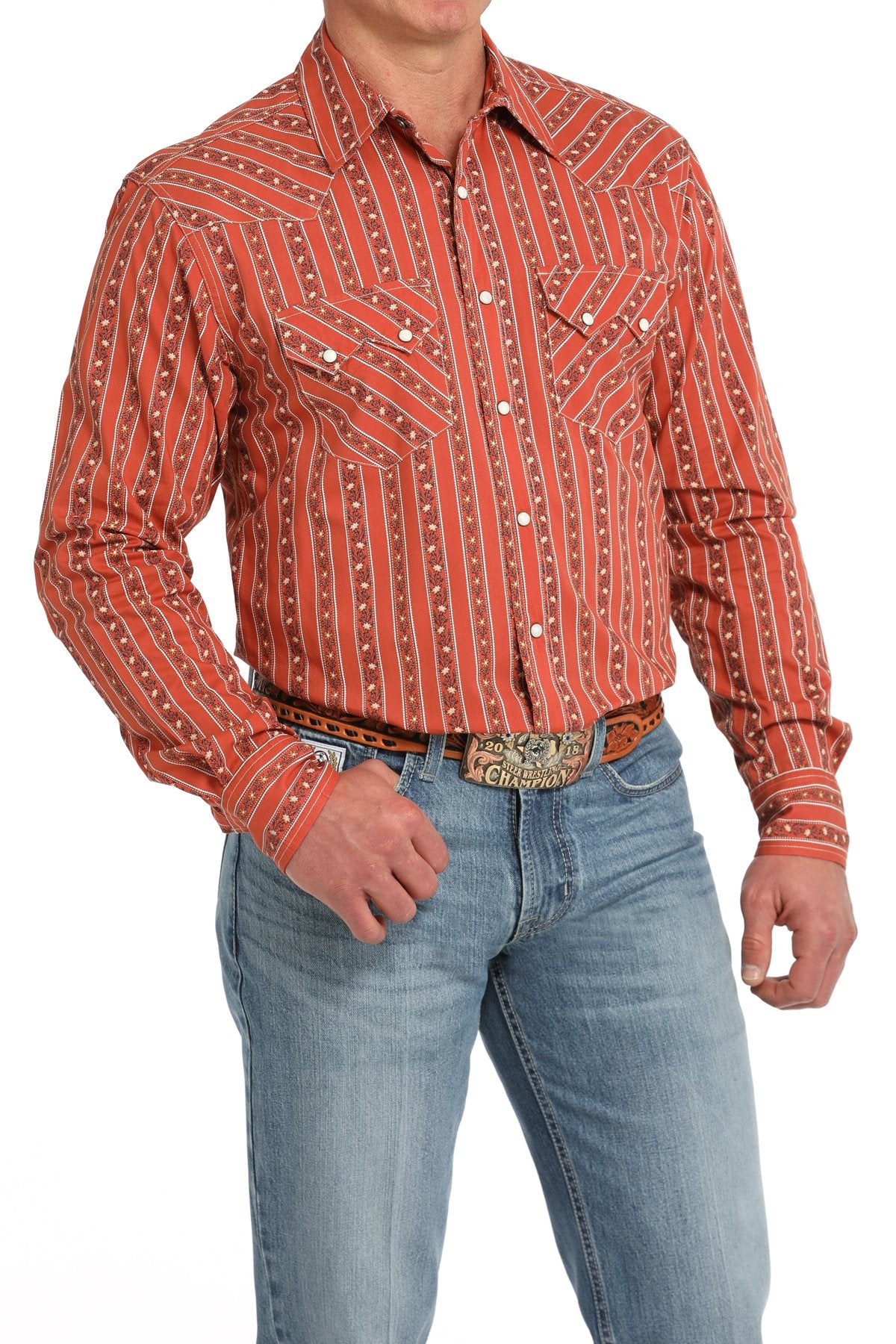 Cinch Men's Modern Fit Stripe Snap Front Western Long Sleeve Shirt MTW1301080