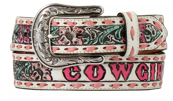 Angel Ranch Cowgirl Floral Embossed Belt - D140008730