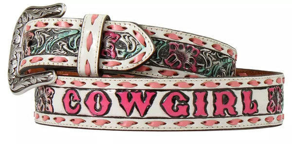 Angel Ranch Cowgirl Floral Embossed Belt - D140008730