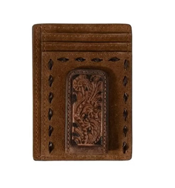 Nocona Western Wallet Mens Roughout Buck Laced Embossed Tan - N500047508