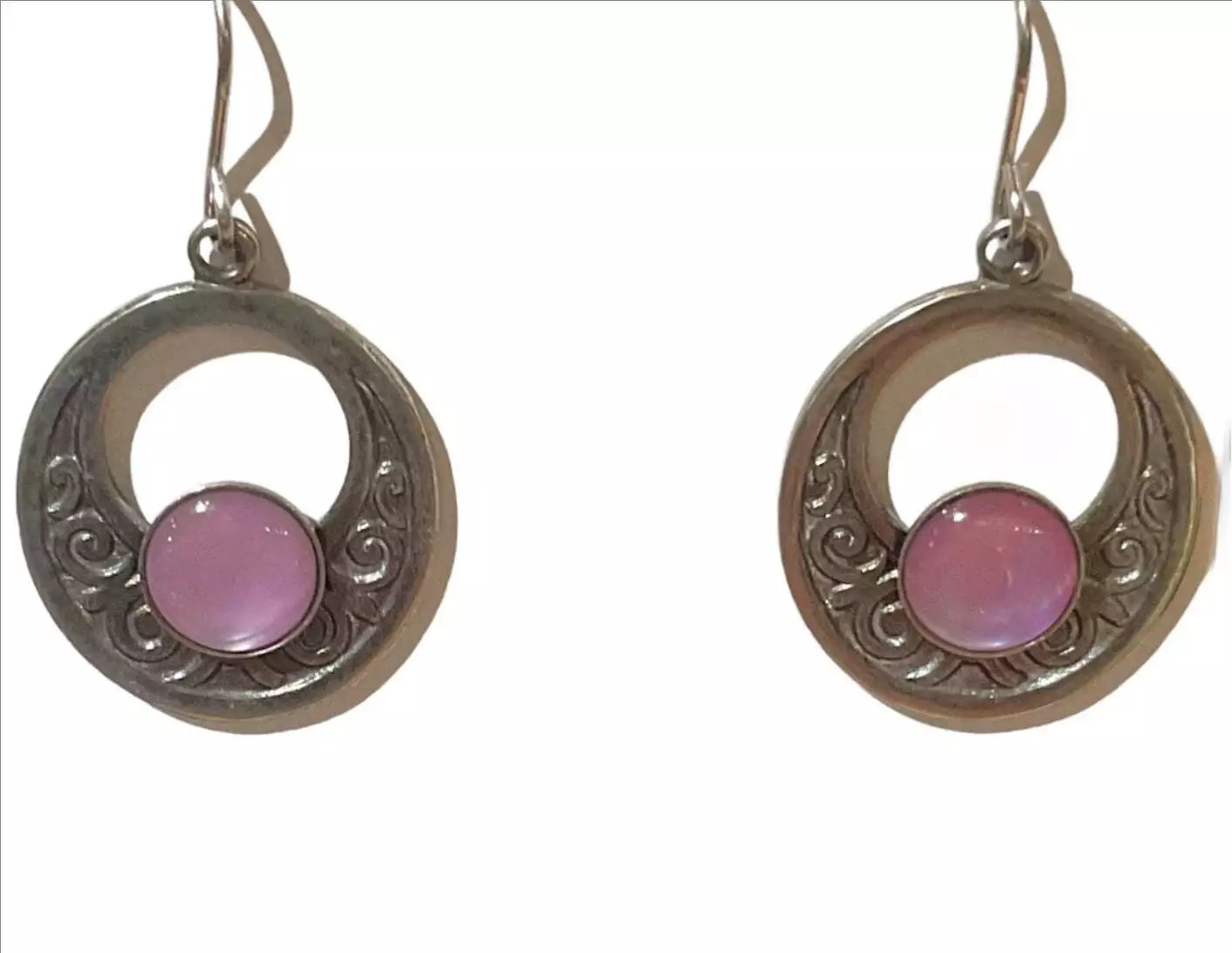 Silver Forest Earring Silver Loop with Center Stone - NE-2179