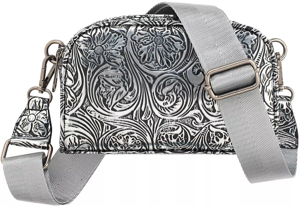 Nocona Ava Collection Ladies Belt Bag Floral Silver - N770014365