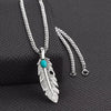 Twister Men's Necklace Feather Pendant Turquoise Stone 32172