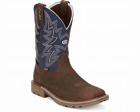 Justin Men's Steel Wide Square Toe Waterproof Work Boots - Dusty Cedar Brown Water Buffalo - GR9063