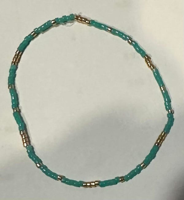 Alex Carol Jewelry Roll on Stacker Braclet Miyuki Delica Seed Beads - Aqua - B23841