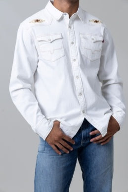 Kimes Ranch Mens Durango Denim Long Sleeve Button Down - Natural