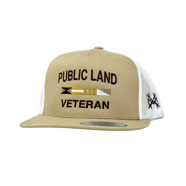 Mad Hatter Co. Public Land Veteran Trucker Hat - Khaki/White Yupoong - MHC-PUBLICLAND