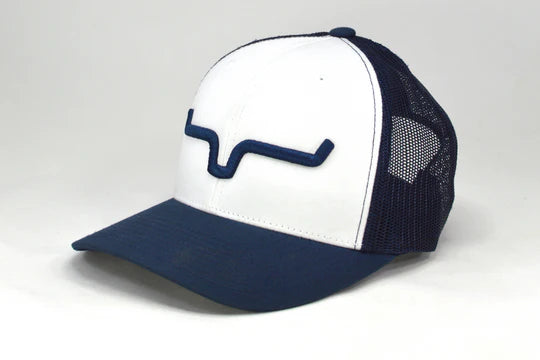 Kimes Ranch Weekly Trucker Ball Cap- White/Navy