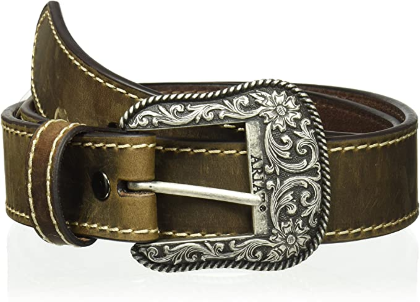 Ariat Women's Basic Stitch Edged Belt, brown A1523402