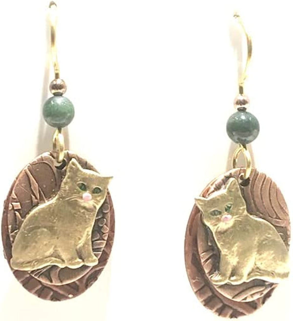 Silver Forest Pretty Kitty on Ovals Pierced earrings NE-2008