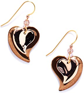 Silver Forest Gold & Bronze Heart Earrings NE-0941