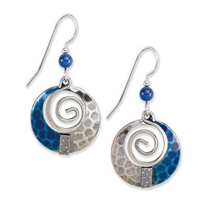 Silver Forest Blue Spiral earrings E-9507B