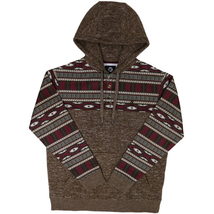 Hooey Men's Nomad Jimmy Heather Brown with Burgundy Aztec Hoodie HH1182BR