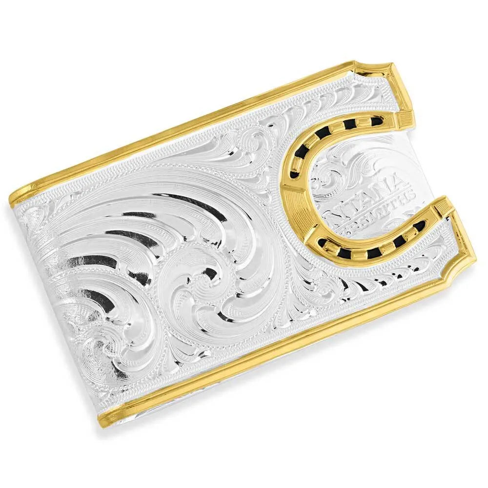 Two-Tone Carved Horseshoe Montana Silversmiths Money Clip-MCL5236