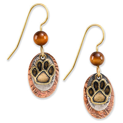 Silver Forest Paw Print W/ Oval Earrings NE-0360