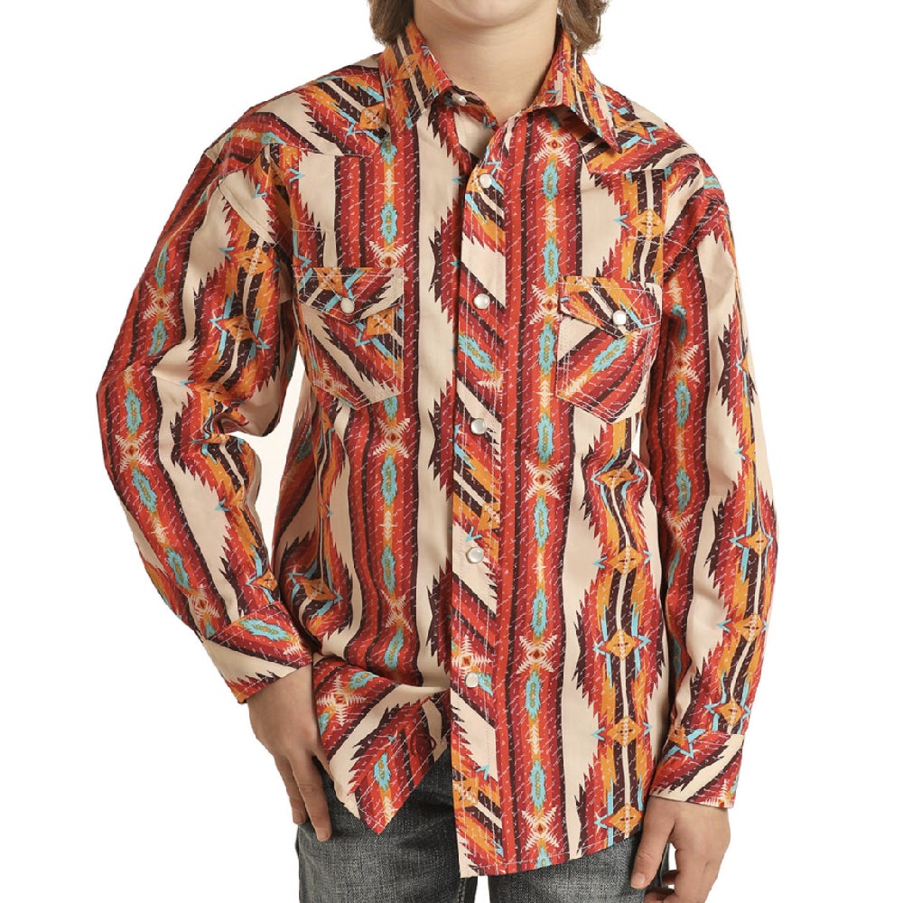 Panhandle Boy's Aztec Snap Shirt #B8S2030