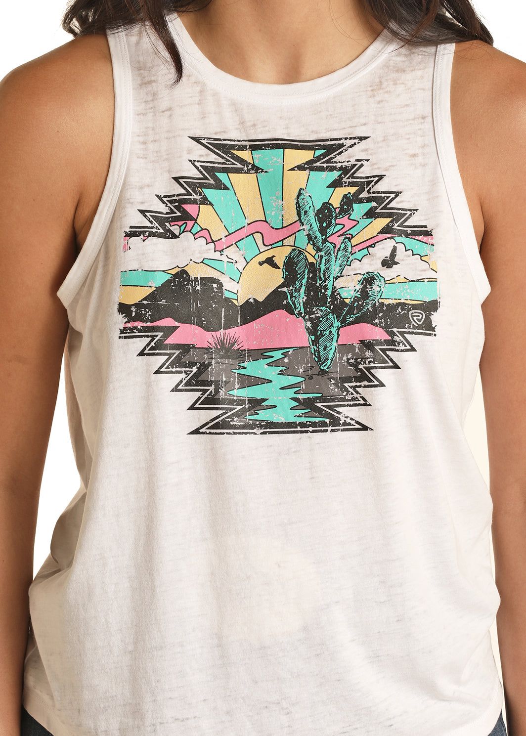 Rock & Roll Denim Graphic Desert Scene Tank RRWT20R0YQ