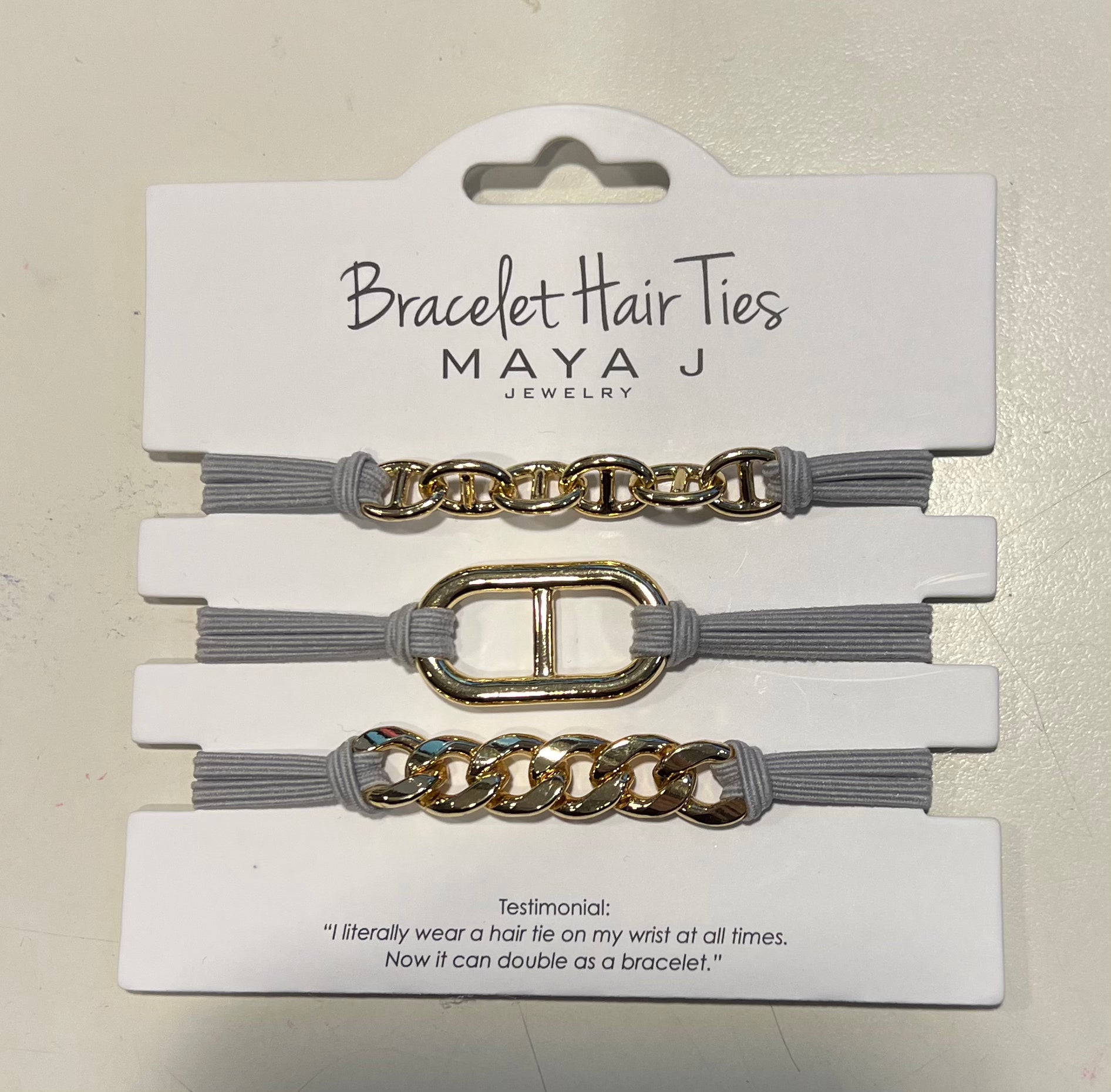 MAYA J Bracelet Hair Tie - Grey Elastic Cord HT34Y-WS