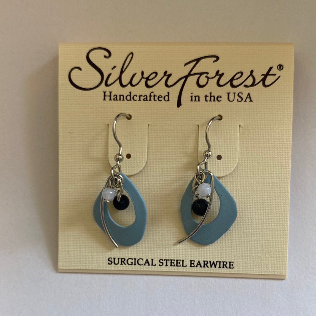 Silver Forest Silver Soft Shape W/ Bead Earrings NE-1978